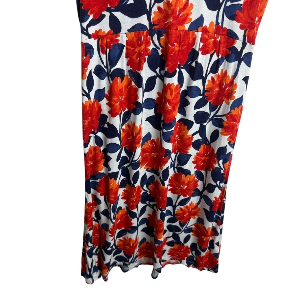 Garnet Hill Floral Print Sleeveless V Neck Dress Midi Length Size XS Sundress - Picture 8 of 9